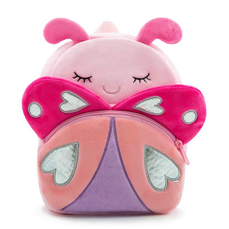 NICE CHOICE Cute Toddler Backpack Toddler Bag Plush Animal Cartoon Mini Travel Bag for Baby Girl Boy 2-6 Years(Pink Butterfly) - Image 1